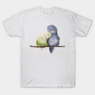 Budgies in Love Watercolor T-Shirt